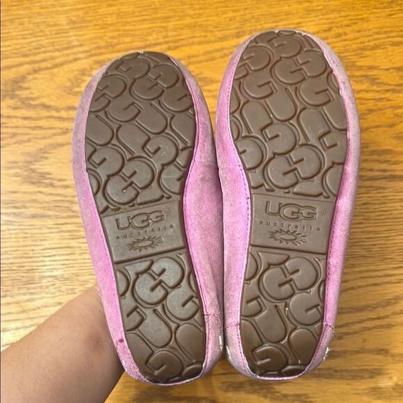 UGG Fuzzy Pink Suede Loafers - Picture 4 of 4